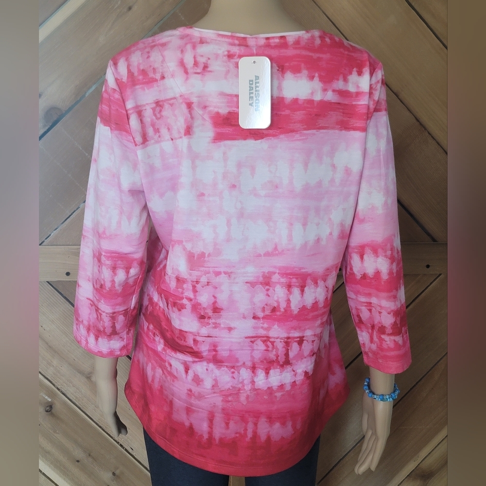 Allison Daley Pink and Red Tie-Dye Blouse - Picture 2 of 4
